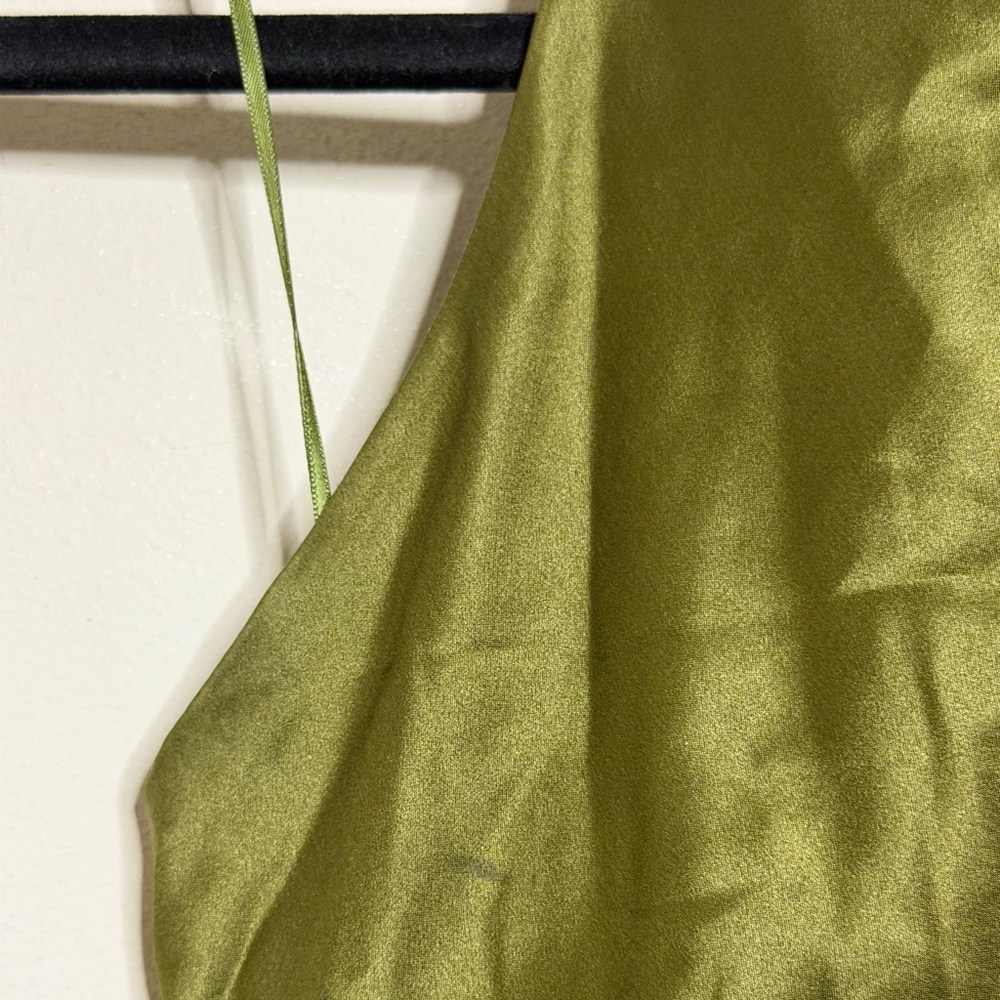 Reformation Bianca Silk Dress Moss Green Size 2 - Picture 5 of 11
